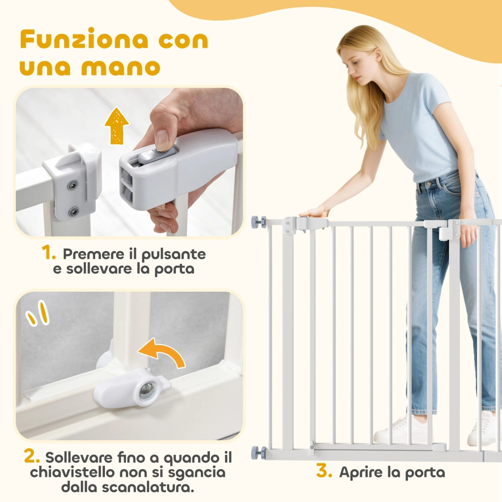 Cancelletto per Cani Estensibile a Pressione ¨C zephmum ¨C Bianco 76.2cm
