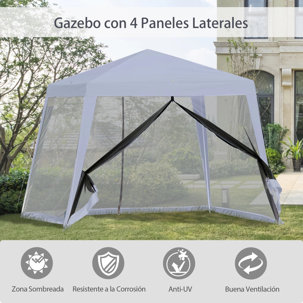 Carpa da Giardino ¨C zephmum ¨C Grigio 3x3 m con Rete Moschiera