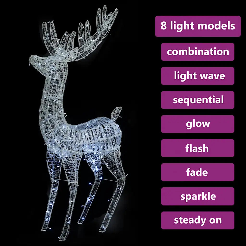 Renne di Natale XXL in Acrilico 250 LED 180cm Bianco Freddo 329786