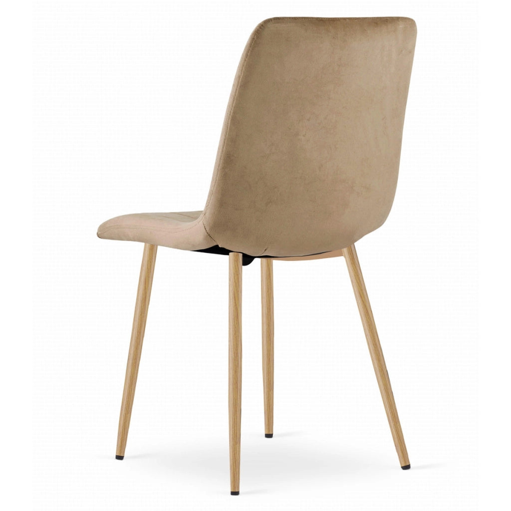 Set di 2 sedie LAVA in velluto marrone con gambe effetto legno