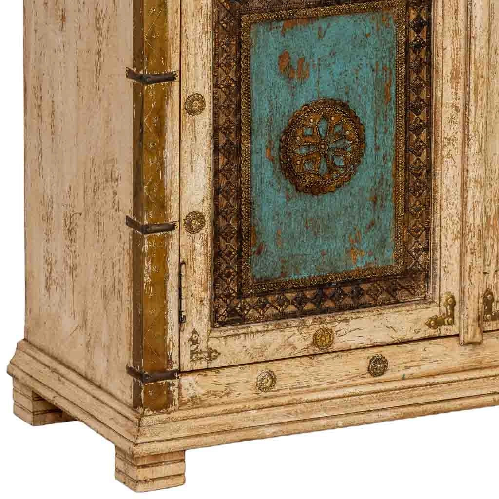 Armadio artigianale in legno bianco, 102x44x183h cm