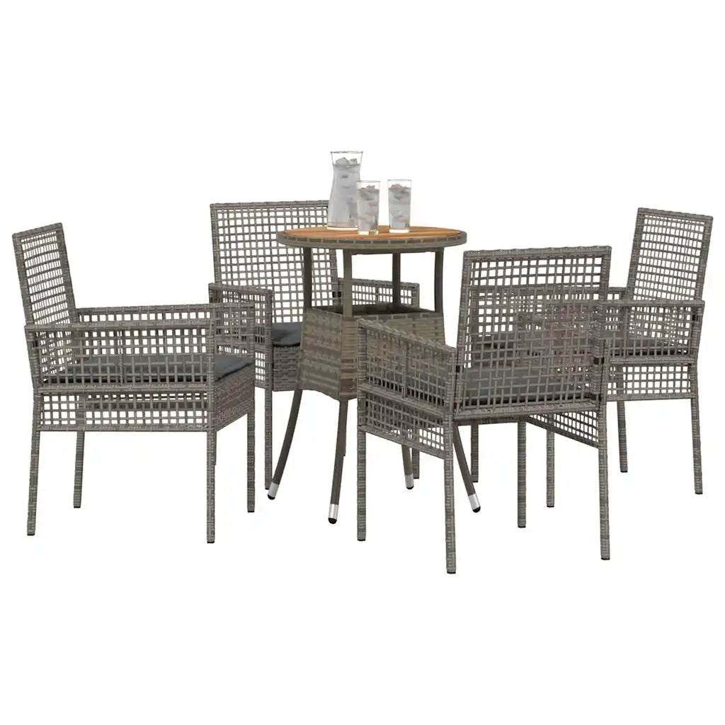 Set da Pranzo per Giardino 5 pcs Grigio polyrattan 3334954