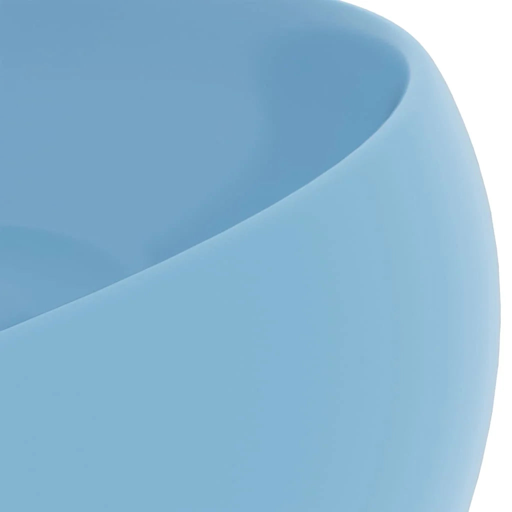 Lavabo da appoggio rotondo di lusso per bagno cucina guardaroba arredamento d'interni 40 x 15 cm ceramica azzurra opaca 02_0002742