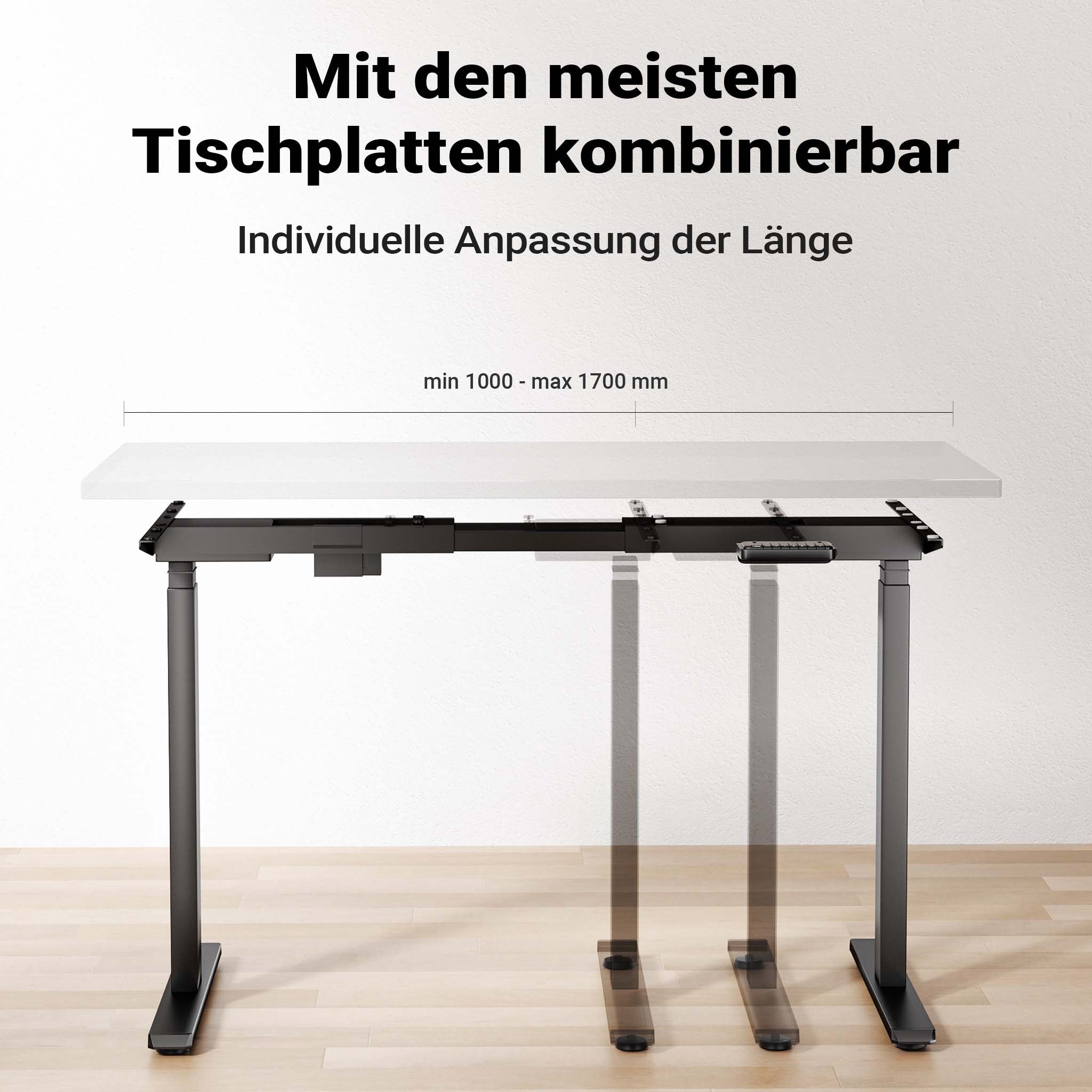 Telaio doppio motore per scrivania motorizzata max 100 kg regolabile in altezza 720-1200 mm, Standing desk