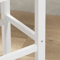 Set di 2 sgabelli da bar, stile rustico da casa di mare in legno altezza 60 cm con poggiapiedi, bianco