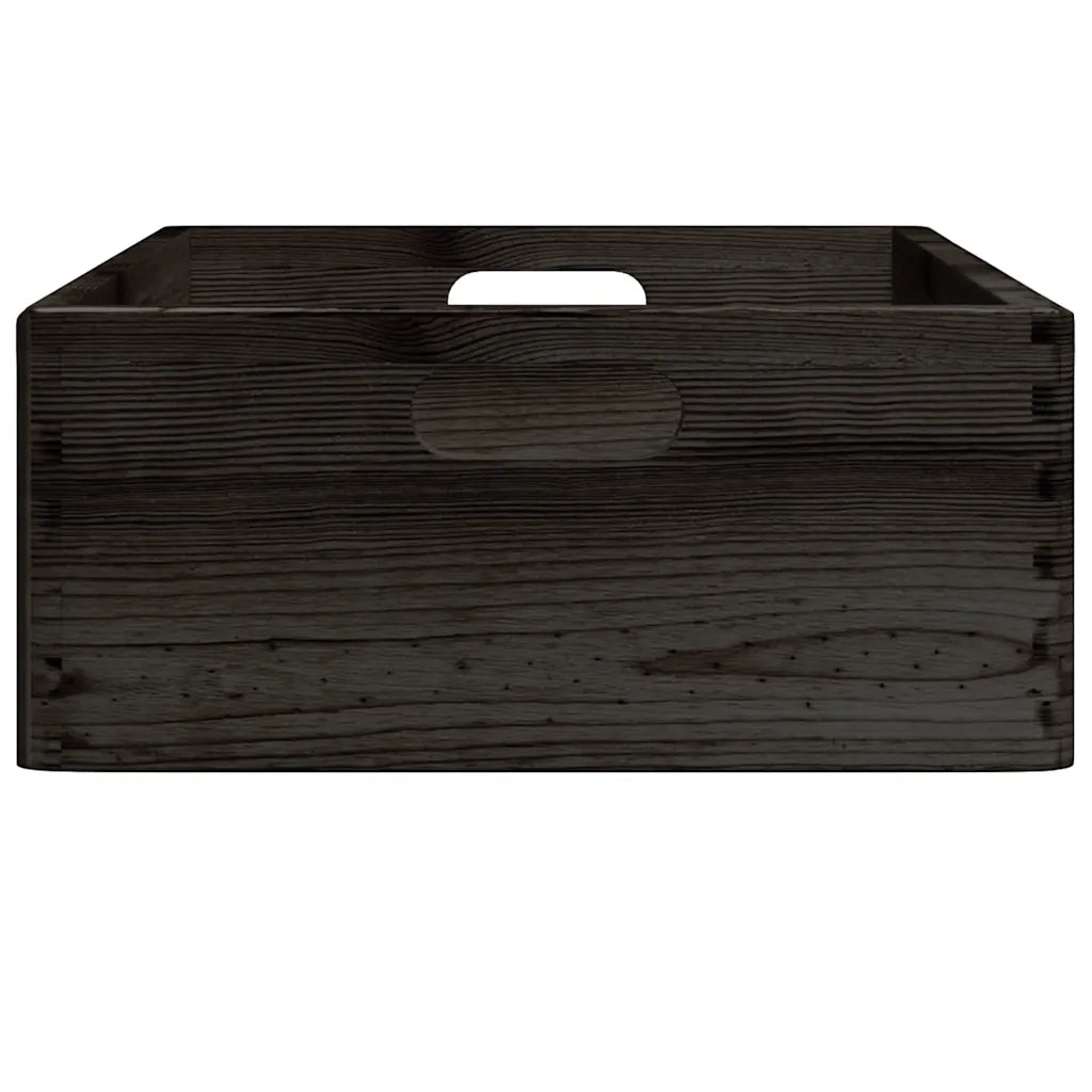 Scatola in Legno con Manici Nera 40x30x13 cm in Legno di Pino 4017399