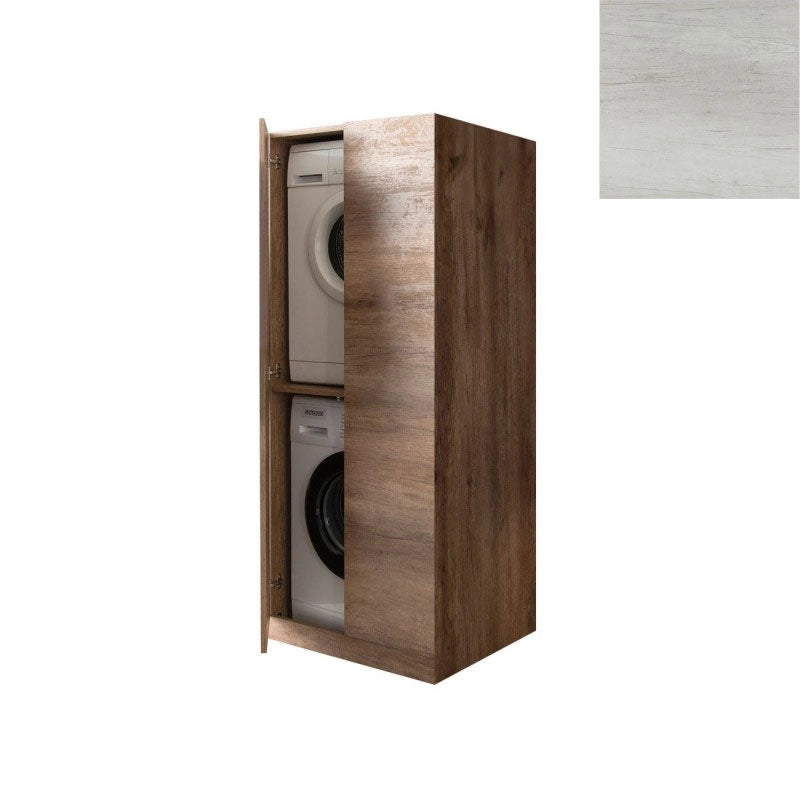 Mobile Lavanderia a Colonna per Lavatrice e Asciugatrice con Ante 70x70x174A cm in Nobilitato Unika Olmo Bianco