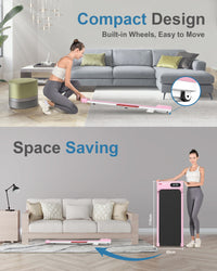 Tapis Roulant Elettrico con Inclinazione - RATTANTREE - 1-8 km/h Tapis Roulant Salvaspazio con Pendenza - 2 in 1 Walking Pad e Telecomando - Display a LED - Rosa