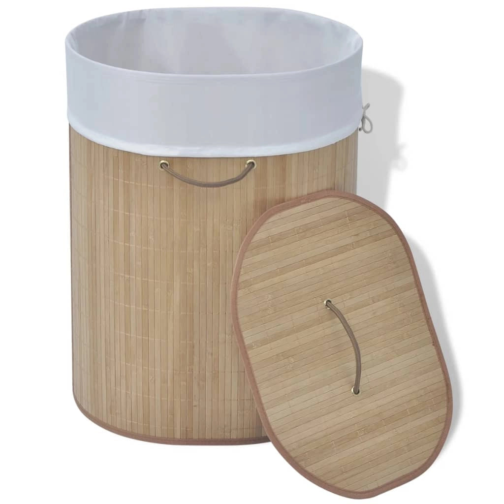 Cesto portabiancheria ovale 45 x 35 x 60 cm bambù naturale 02_0006166