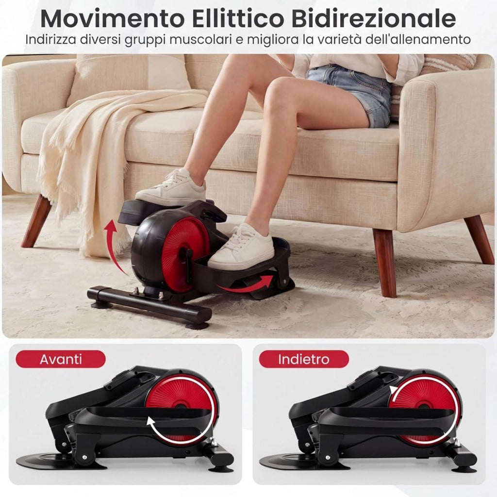 Ellittica sotto Scrivania, Pedaliera Riabilitazione Silenziosa, con Monitor e 8 Livelli di Resistenza Magnetica Regolabili e Display LCD, Mini Ellittica Portatile per Casa e Ufficio