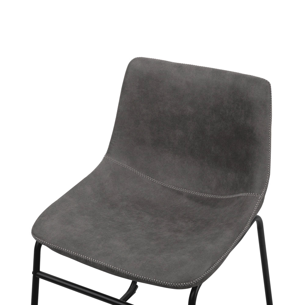 Set di 2 sedie da pranzo con rivestimento in tessuto grigio e gambe nere in stile retrò rustico