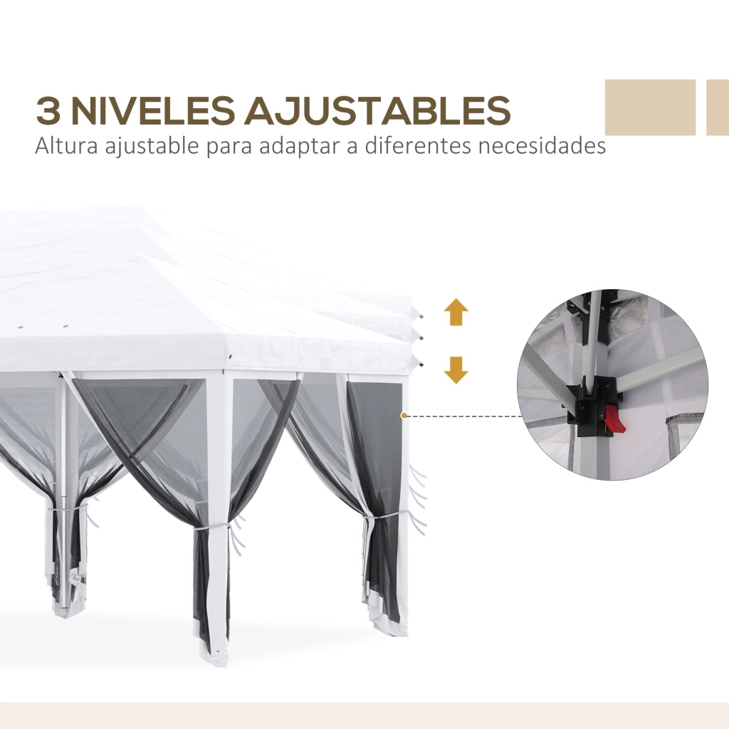 Gazebo Pieghevole 6x3 m con Pareti a Rete ¨C zephmum ¨C Crema
