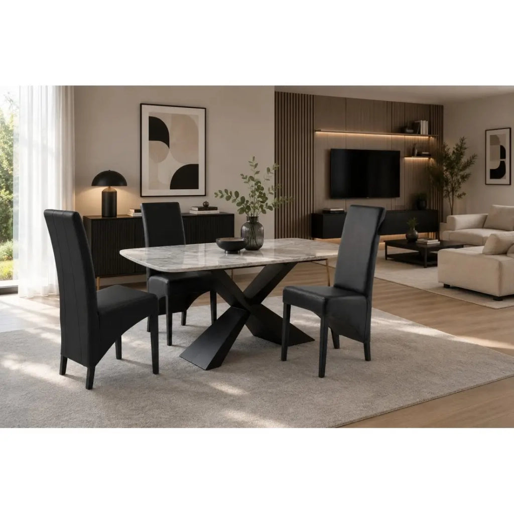 Set di 2 sedie BASIKA nere in similpelle – Stile vintage