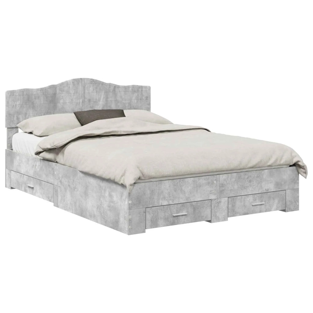Struttura del letto con testiera Grigio cemento 150 x 200 cm
