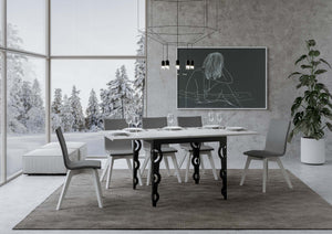 Tavolo Allungabile 90-180x90x80/78 cm Karamay Libra Bianco Frassino