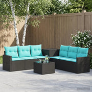Set di divani 8 pz Nero e Blu Rattan sintetico e Acciaio 3448370
