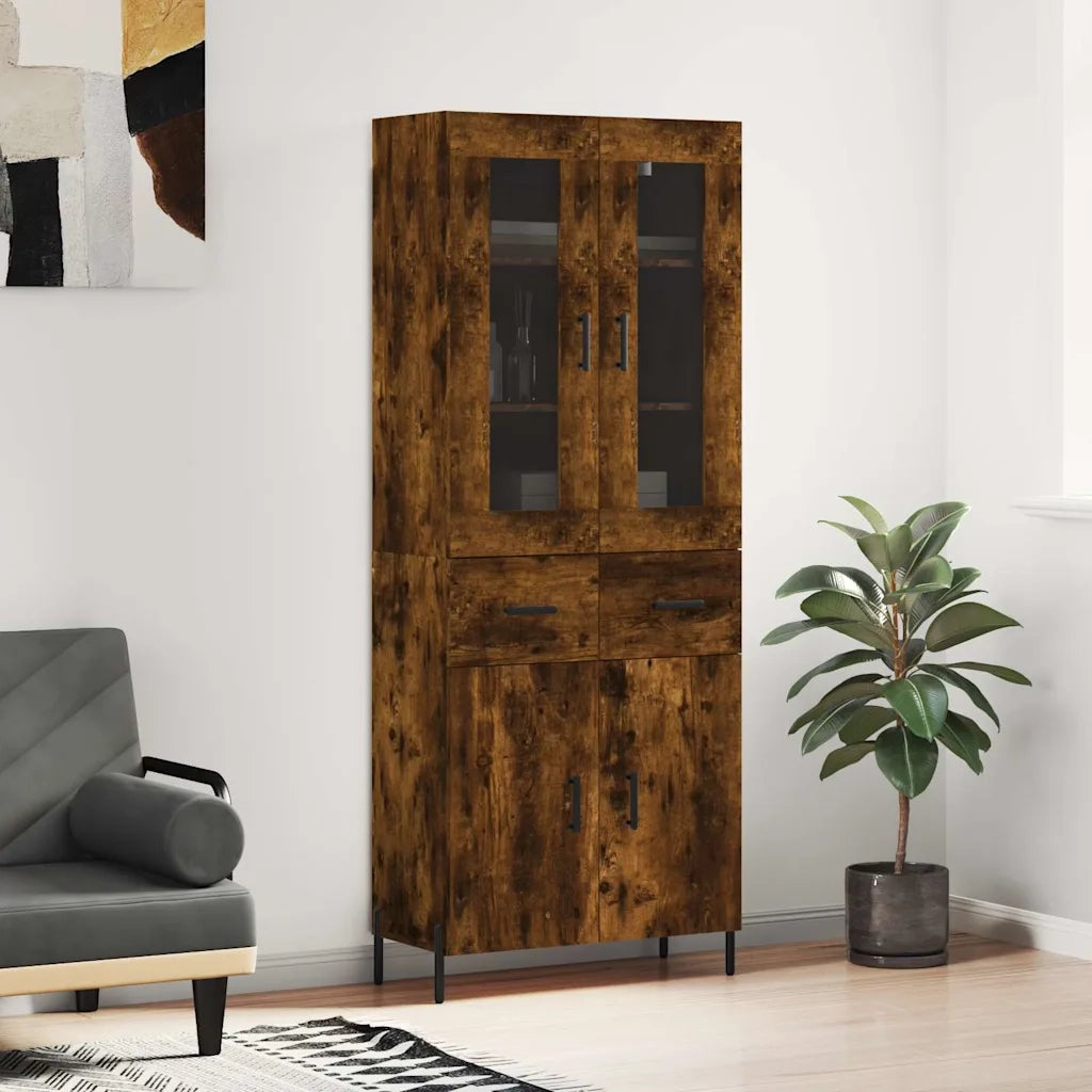 Credenza | Madia | Buffet da pranzo | Armadio da pranzo Rovere Fumo 69,5x34x180 cm in Legno Multistrato