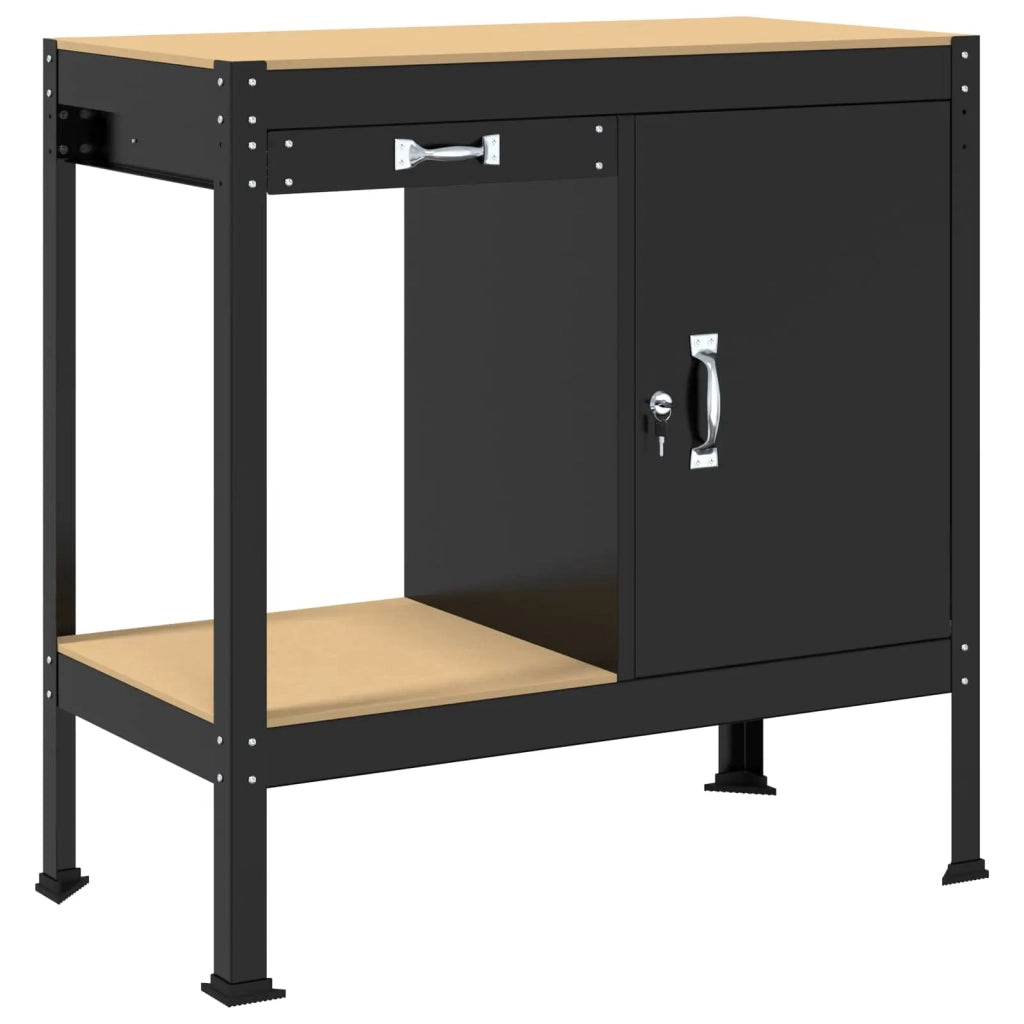 Banco da lavoro con cassetto con blocco Nero 90 x 49 x 91 cm 42020134
