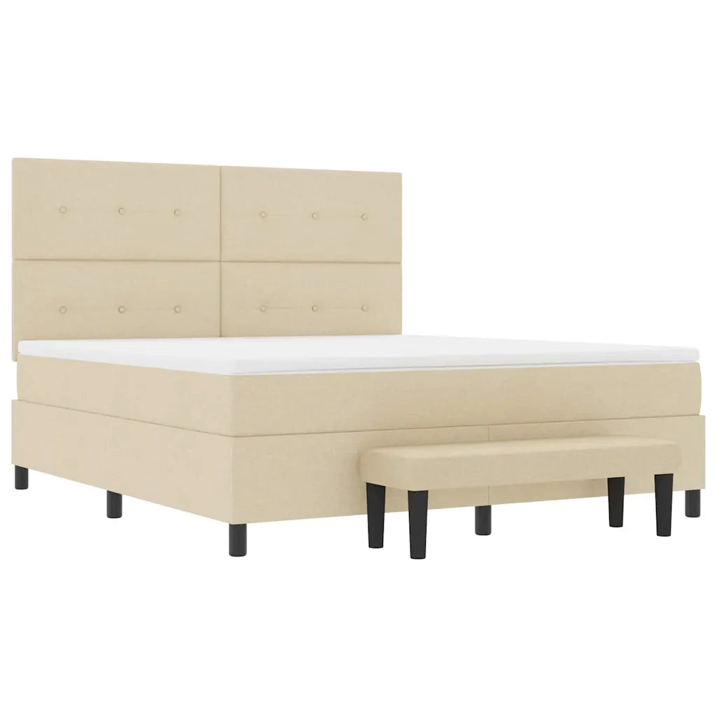 Letto a molle con testiera Crema 180 x 200 cm Tessuto 3344091