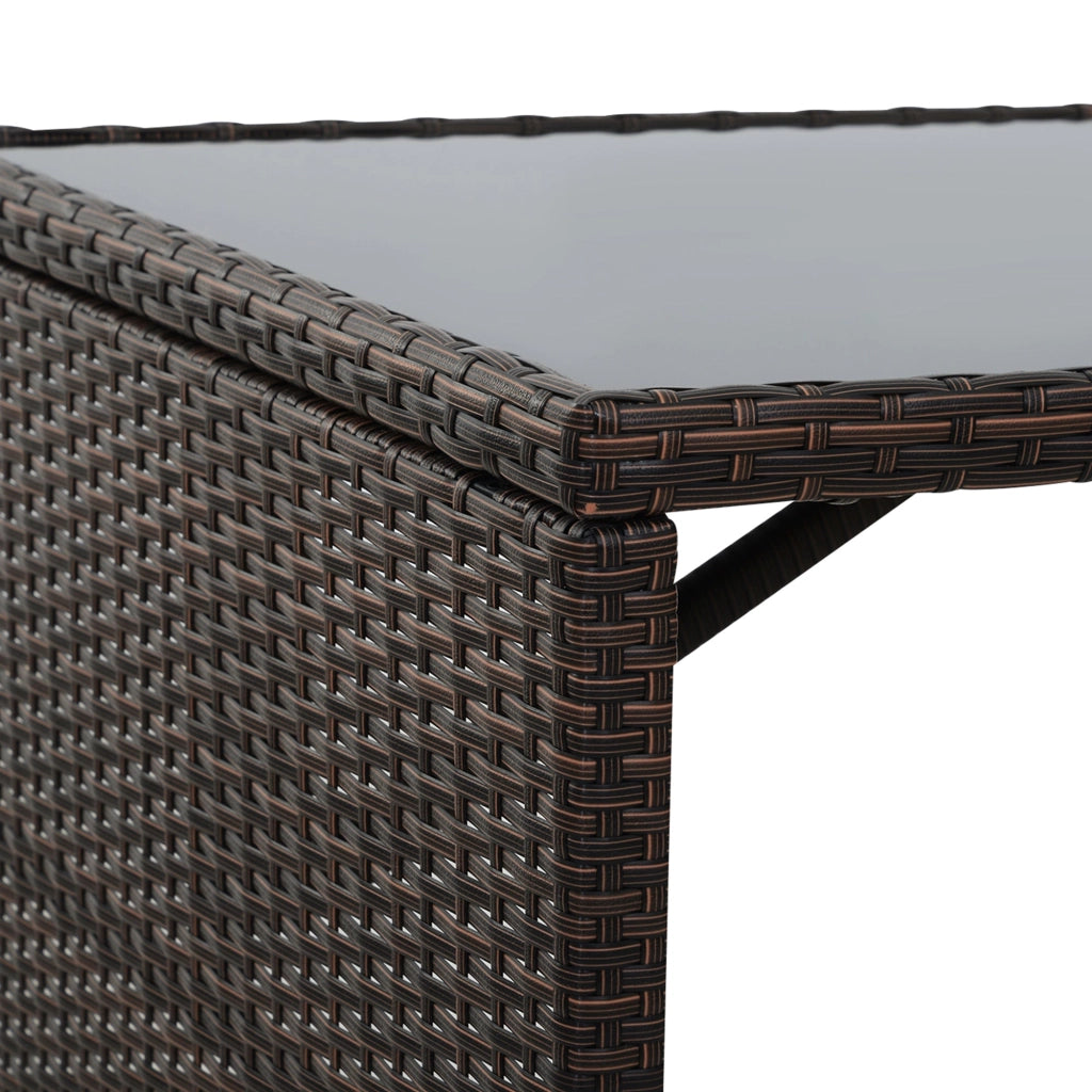 Set Tavolo e 4 Sedie da giardino in Rattan Sintetico e Acciaio con Cuscini Marrone