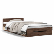 Letto singolo | Letto per adulti | Giroletto Cassetto Rovere Marrone 75x190 cm Legno Multistrato