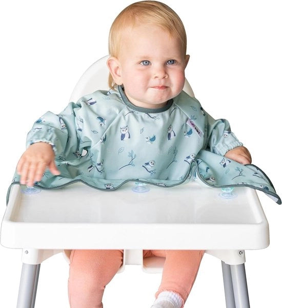 Slabbetto di protezione per bambino con manica corta. Slabbetto si attacca al seggiolino per bambini. Slabbetto per bambino intero corpo, slabbetti per bambino. Slabbetto BLW impermeabile all'acqua. Incluso