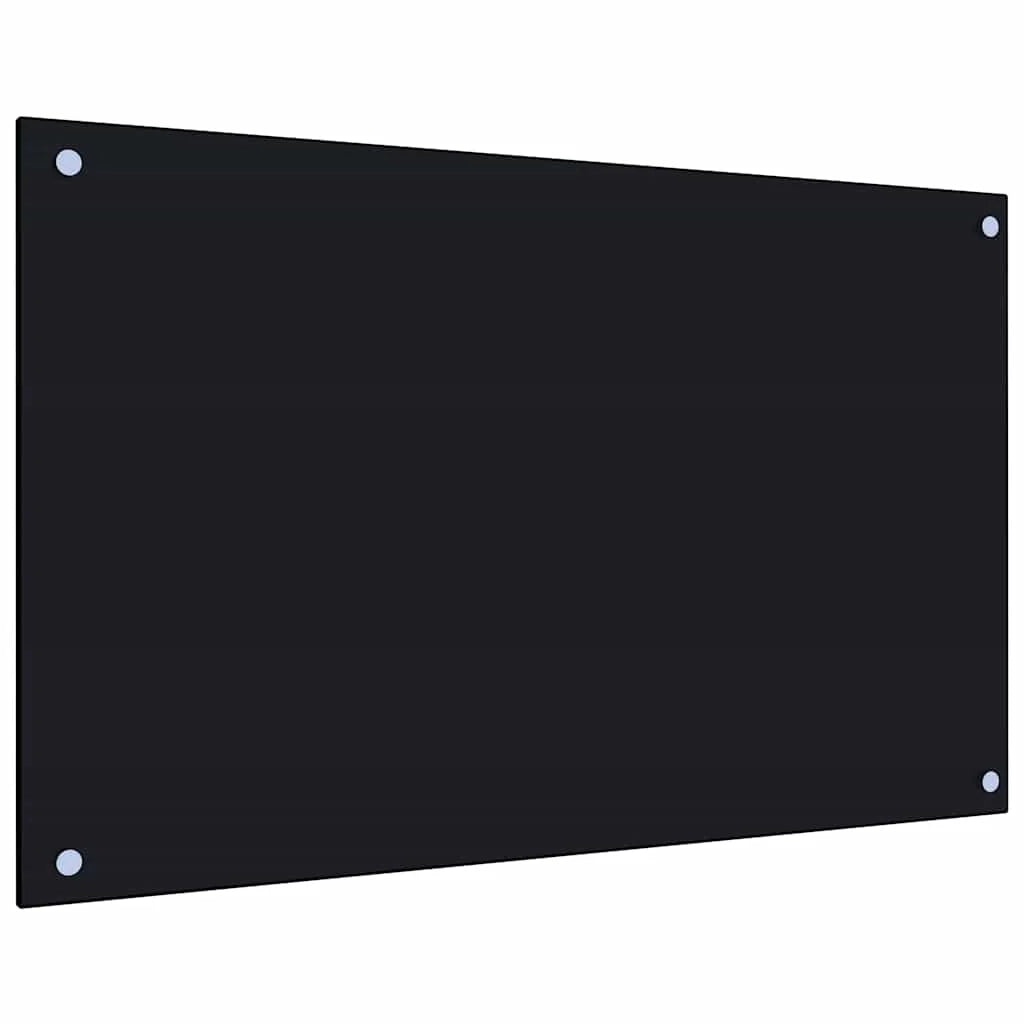 Set di 2 paraschizzi da cucina 80 x 50 cm pratici paraspruzzi design elegante in vetro temperato nero 02_0055742