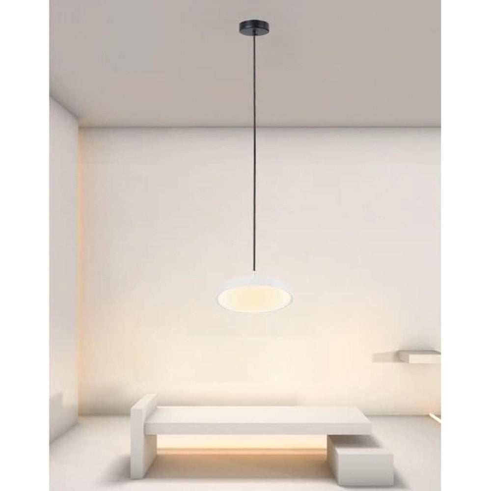Trade Shop - Lampadario A Sospensione Led 40w Bianco Cerchio Tondo Moderno Minimal Luce 4000k 32873 -