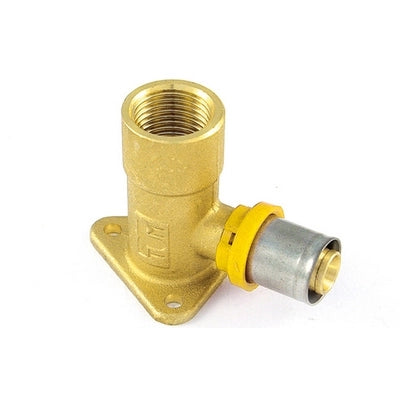 RACCORDO PER MULTISTRATO GAS CURVO FEMMINA CON FLANGIA 3 FORI- 16 x 1/2- TIEMM- pezzi 1