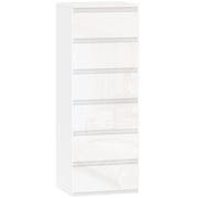 Comò Slim 40x35x109 cm 6 Cassetti Finitura Lucida in MDF Bianco