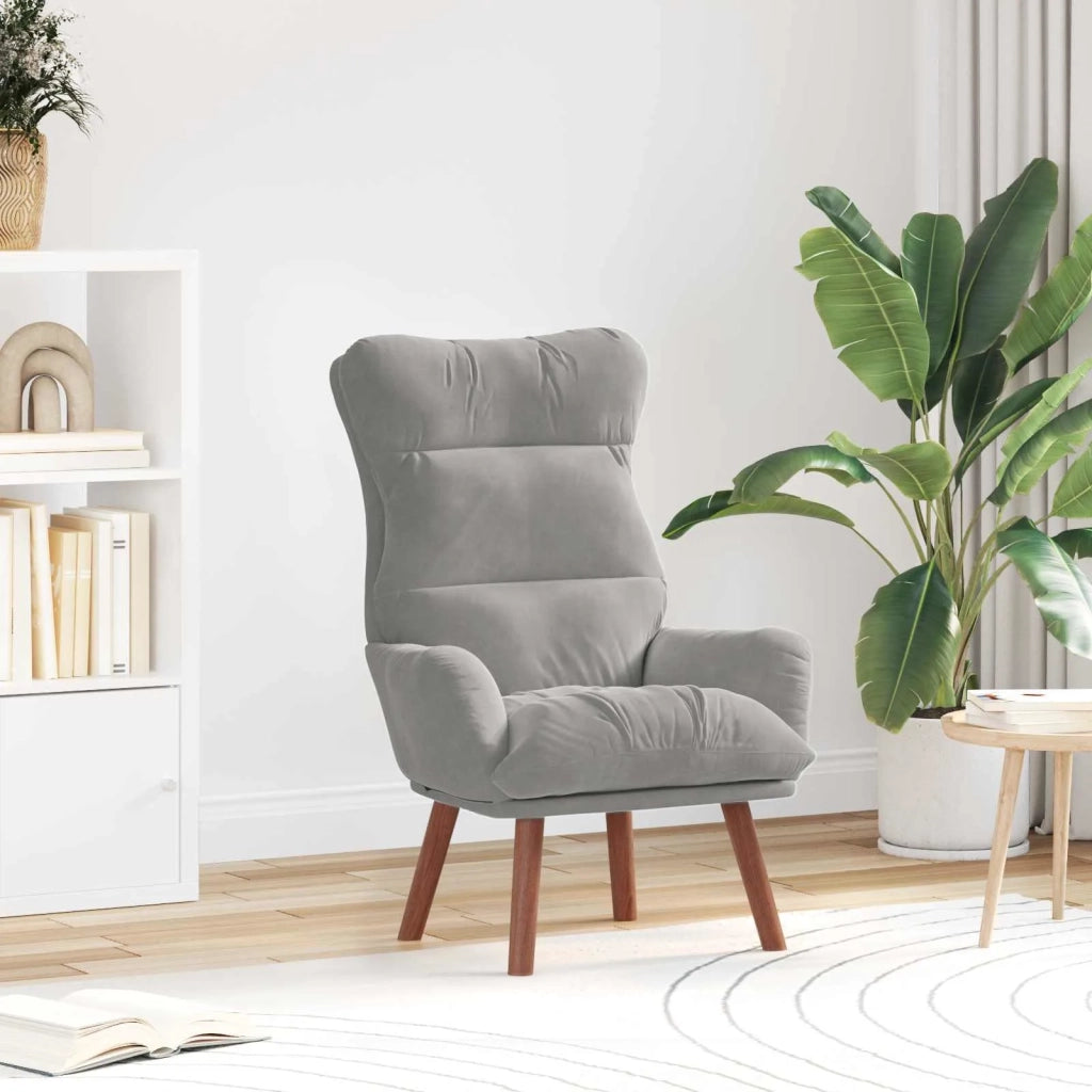 Poltrona | Sedia Relax Grigio chiaro 69 x 74 x 93 cm Velluto