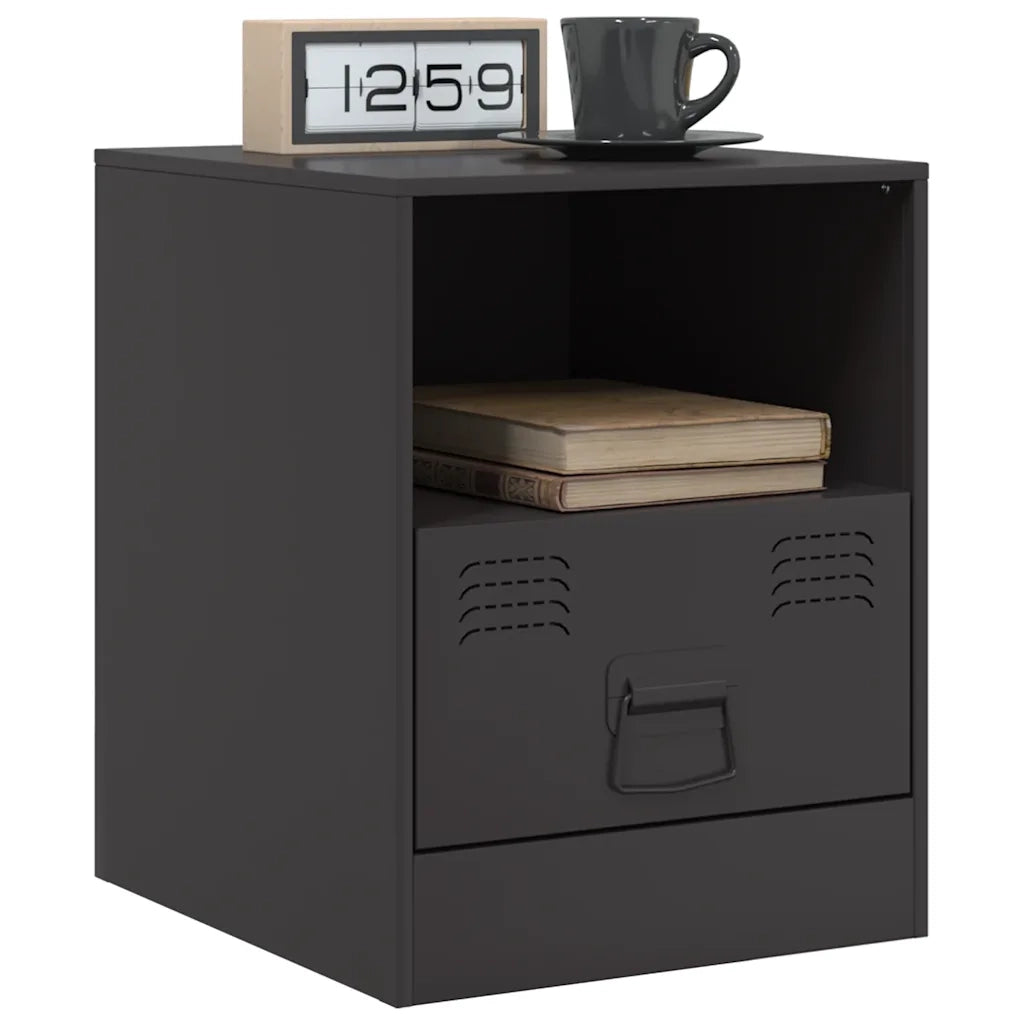 Comodini 2 pz-Set di 2 Tavolino da notte Neri 34,5x39x44 cm in Acciaio 151214