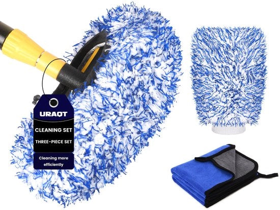 Washelloes per Autowasborstello con 2 x Microveli e 1 x Guanto da Lavaggio - Lavaggio Gentile, Senza Scalfitture, Elevata Assorbimento Acqua - per Tutti i Borsetti