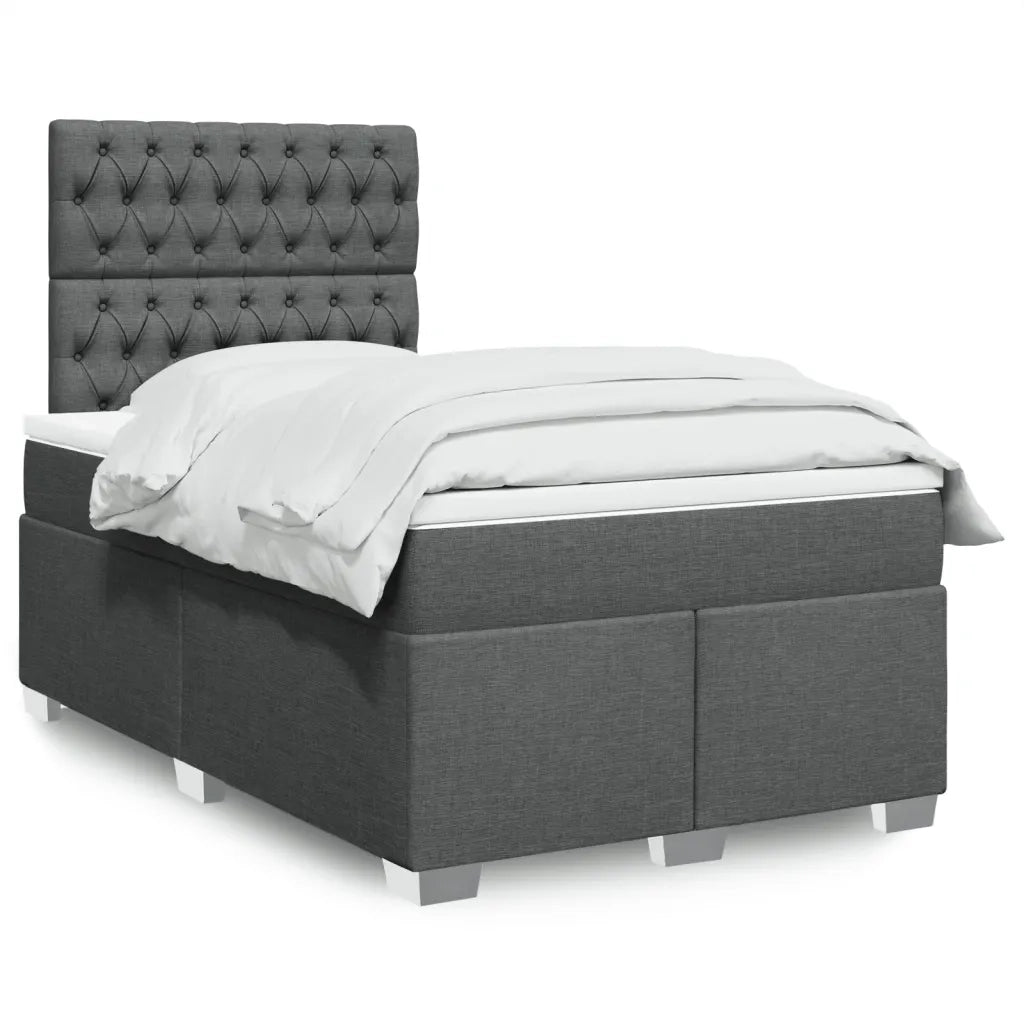 Giroletto a Molle con Materasso Grigio Scuro 120x190cm Tessuto