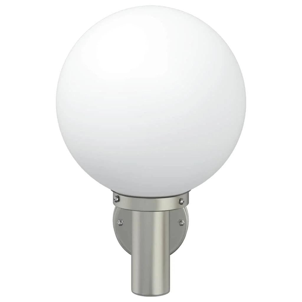 Set di 2 moderne lampade da parete rotonde per esterni 28 x 25 x 38 cm resistenti alle intemperie acciaio inox argento 02_0056492