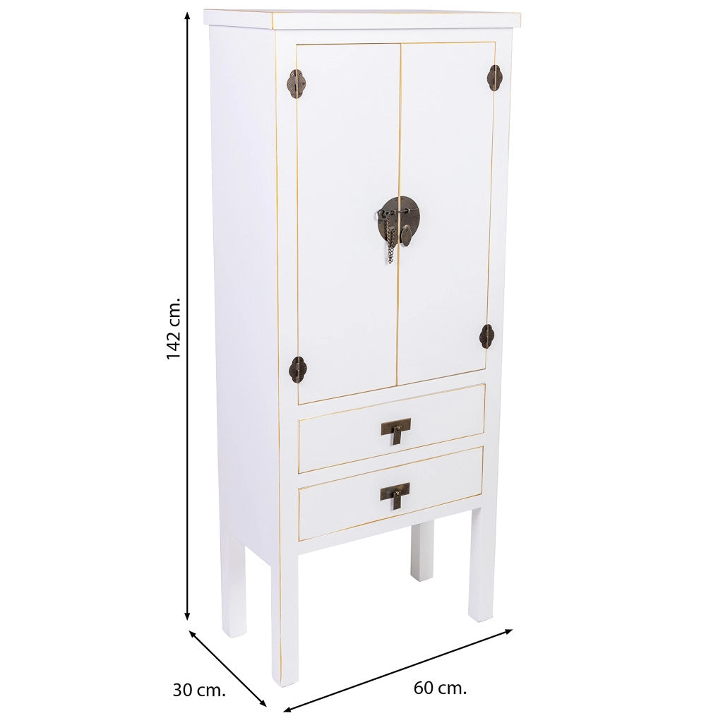 Armadio in legno con 2 cassetti e 2 porta 60x30x142h cm