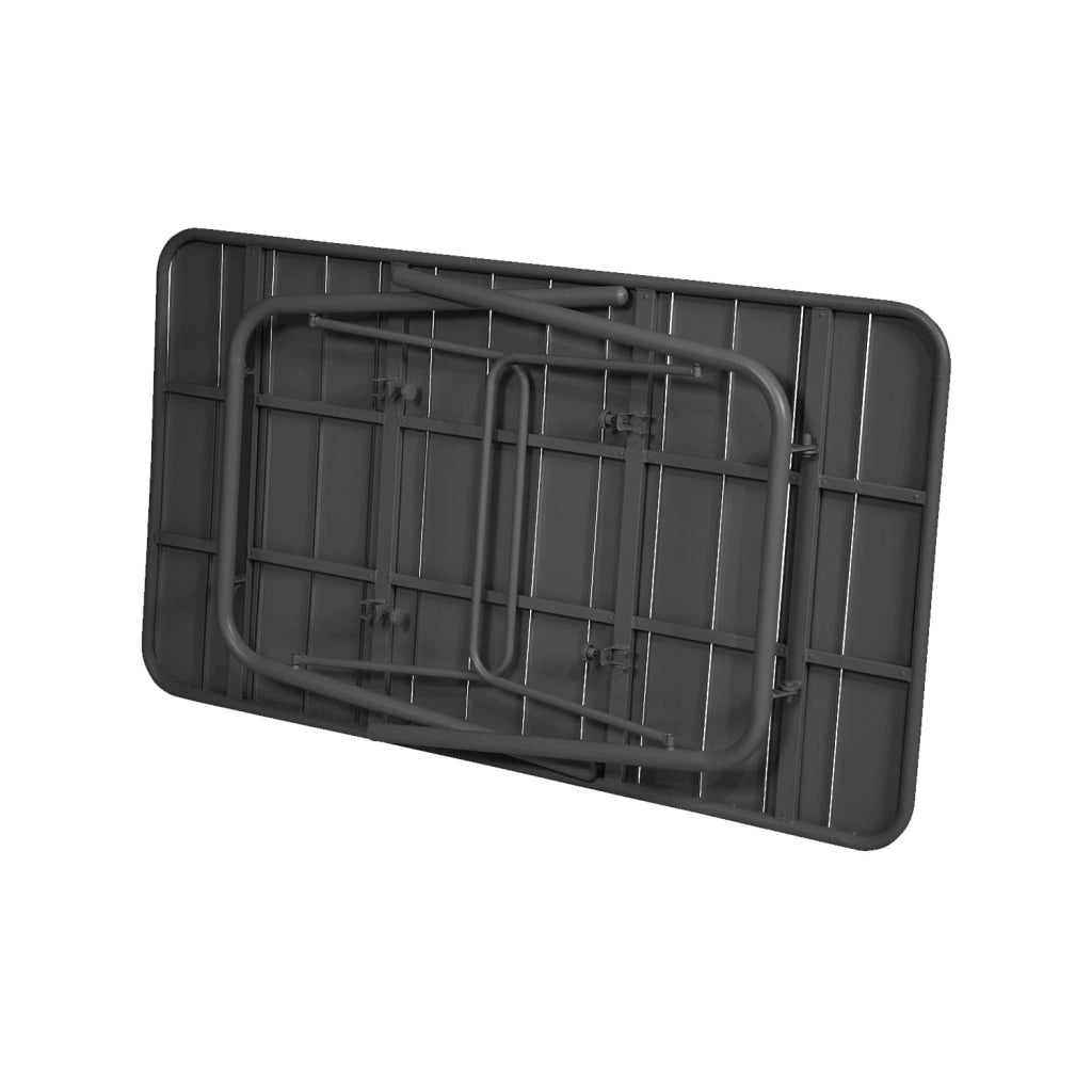 Set tavolo da giardino in acciaio con 6 sedie, 140cm, antracite