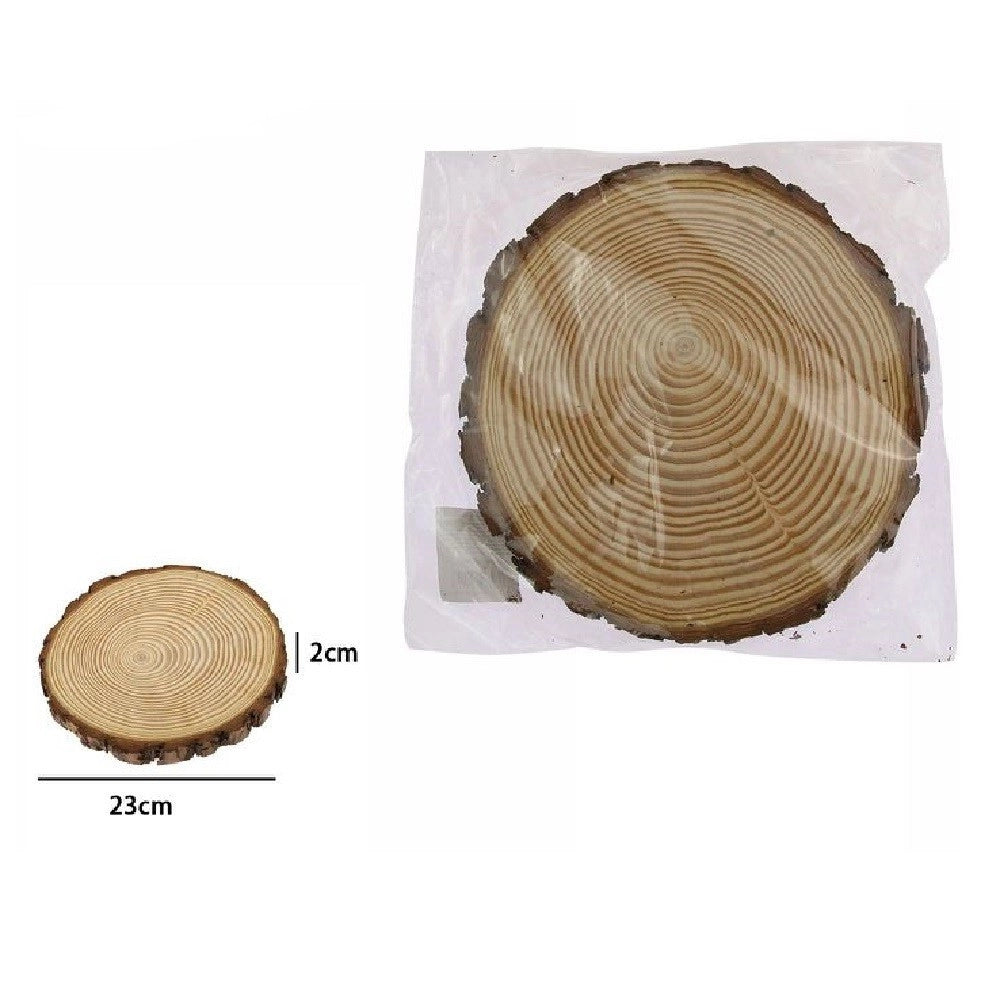 Trade Shop - Disco Di Legno Base Tronco Decorativa Per Ornamento Casa 23 X 2 Cm Rotondo 72114 -