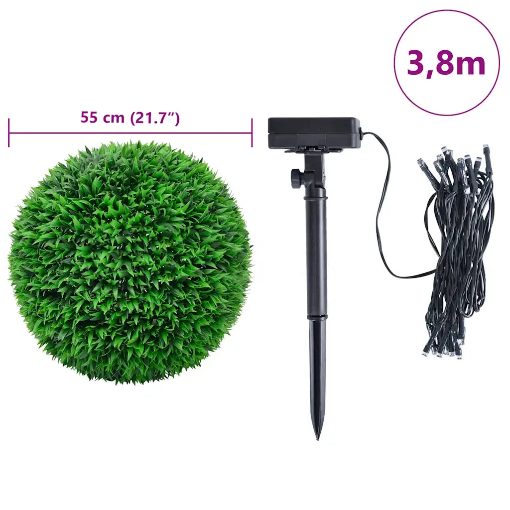 Sfere di Bosso Artificiale con Luci LED 2 pz Verdi 55 cm CFW4366820
