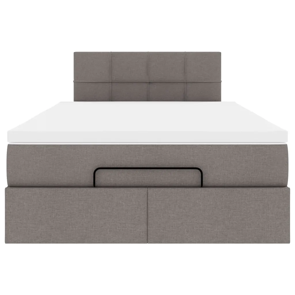 Struttura Letto Pouf con Materasso Tortora 120x190 cm Tessuto