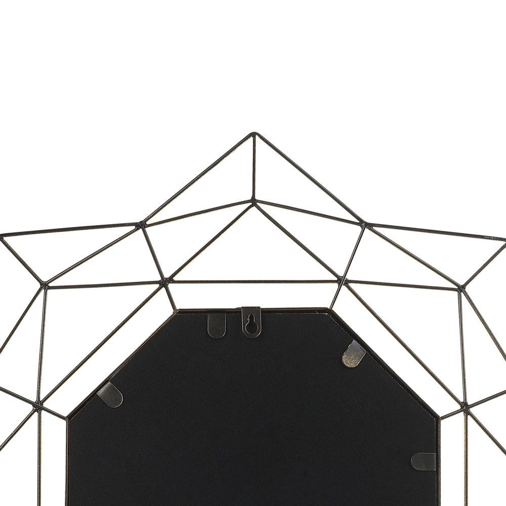 Specchio appeso a parete dorato 60 cm rotondo Art Déco Glamour Hollywood cornice geometrica
