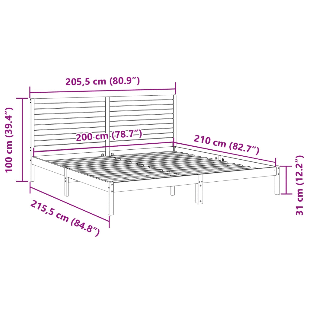 Giroletto Extra Lungo senza Materasso 200x210 cm Legno Massello 3309305