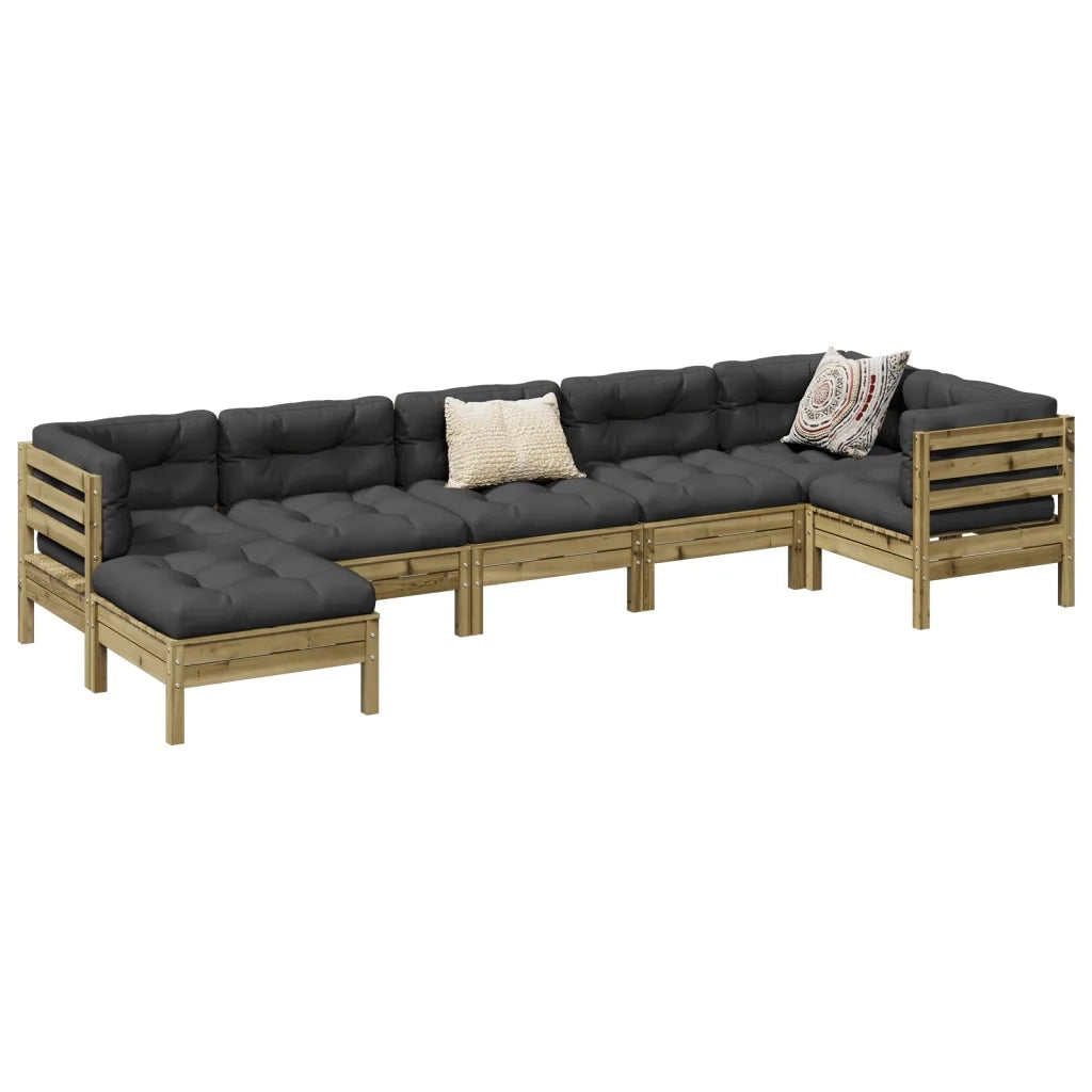 Set Divani da Giardino 7pz con Cuscini Legno Impregnato di Pinocod mxl 92629