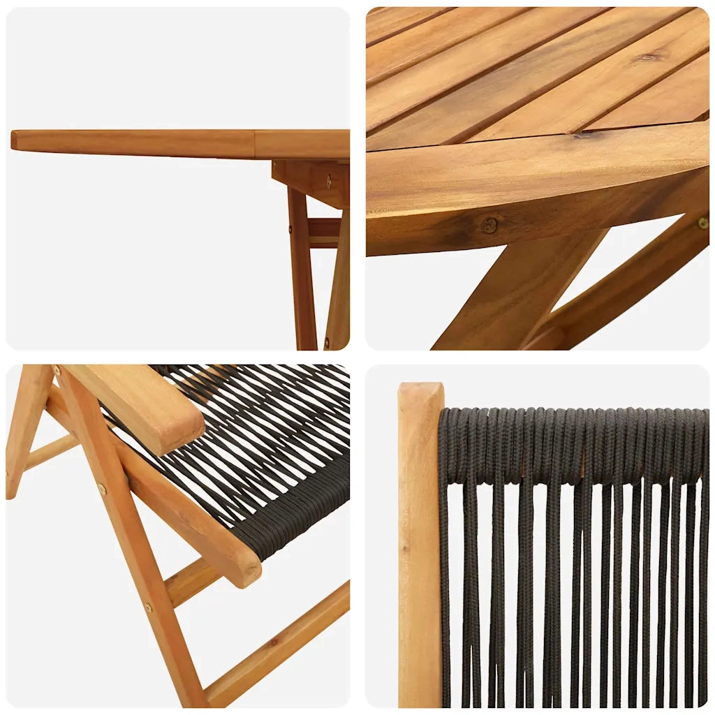 Set da Pranzo per Giardino 7 pcs Nero Legno di Acacia Massello 3375737