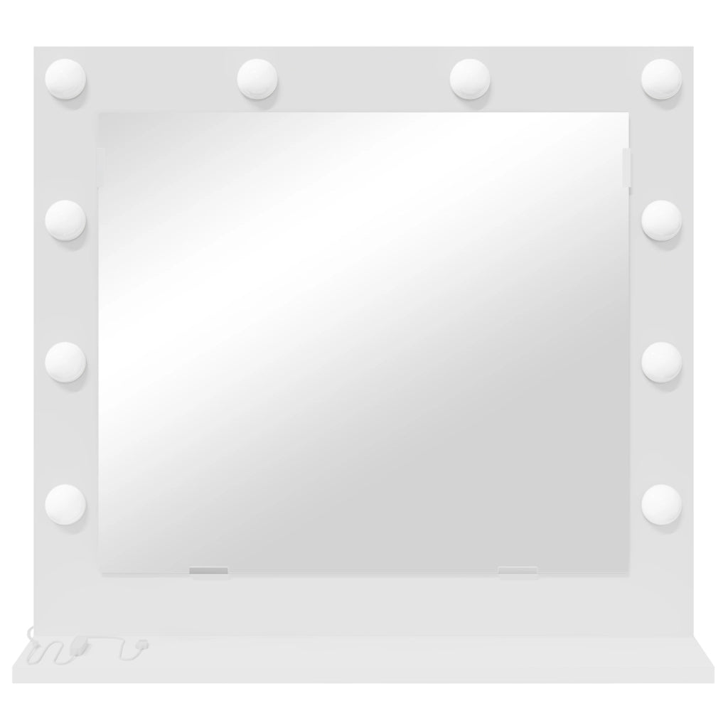 Specchio da trucco con luci LED Bianco 60x55x18 cm