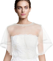 Tessuto di Lino Bianco - Sciarpa con Bordini - Cappuccio per Sposa - Cappotto a Spalla - Accessorio - Vari Dimensioni - Materiale Leggero