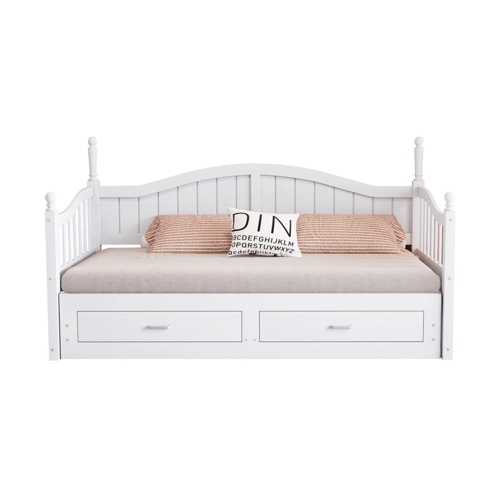 Divano letto estraibile in legno bianco 90x190 cm