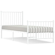 Letto singolo | Letto per adulti | Giroletto con Testiera e Pediera Metallo Bianco 80x200 cm
