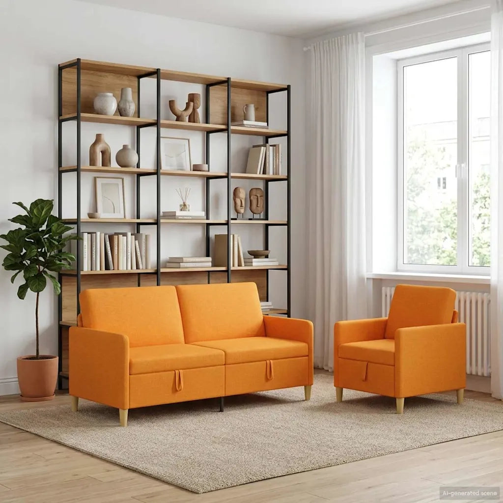 Set di Divani con Storage 2 pcs Giallo Scuro Poliestere 3429213