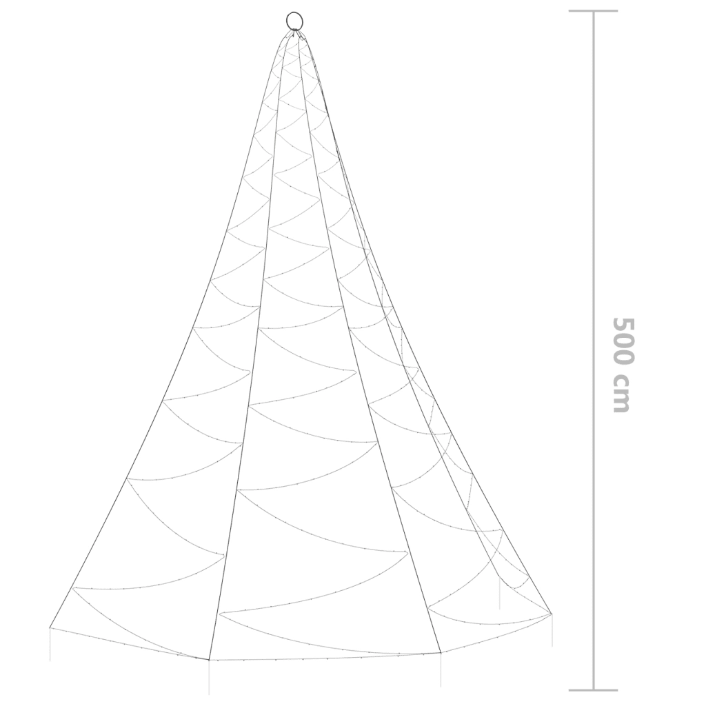 Albero da Parete con Gancio Metallico 720 LED Bianco Caldo 5 m